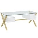 Online Designer Home/Small Office Beverly Large Desk, White/Gold