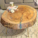 Online Designer Living Room Reclaimed Round Live Edge Sycamore Coffee Table