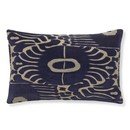 Online Designer Living Room Velvet Ikat Applique Lumbar Pillow Cover, Navy/Natural