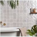 Online Designer Bathroom Montauk Fog 4x4 Gray Ceramic Wall Tile with Mixed Finish