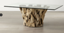 Online Designer Living Room Driftwood Coffee Table with Rectangular Glass Top