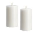 Online Designer Bedroom Large Flameless Pillar Candles - Set of 2 White Wax Candle Set, 4 x 8 Inches