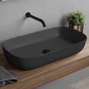 Online Designer Bathroom Oval Matte Black Vessel Sink in Ceramic