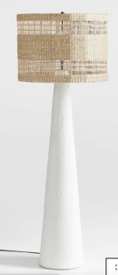 Online Designer Dining Room Santorini White Plaster Floor Lamp with Woven Shade