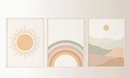 Online Designer Nursery Dreamy Nursery Art Print | Pastel Rainbow, Sun & Mountain | Gallery Wall Set of 3 | Kids Playroom Art | *Digital Download*