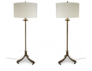Online Designer Combined Living/Dining Pair of Mid Century Spiral Design Gold Painted Iron Lamps