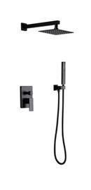 Online Designer Bathroom 1-Spray Square Hand Shower and Showerhead from Wall Combo Kit with Slide Bar in Matte Black (Valve Included)