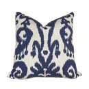 Online Designer Living Room Lacefield Designs Marrakesh Ikat Pattern Blue Beige Pillow Cover