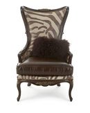 Online Designer Combined Living/Dining Massoud Grevy Zebra Leather Wing Chair