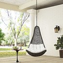 Online Designer Patio ABATION OUTDOOR PATIO SWING CHAIR WITHOUT STAND IN GRAY WHITE