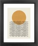 Online Designer Bedroom Ocean wave gold sunrise - mid century style Framed Art Print