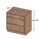 Online Designer Kitchen DB24-3 - Shaker II Maple Naval Drawer Base Cabinet (3 Drawer) - Deerfield Assembled Kitchen Cabinet