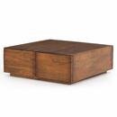 Online Designer Living Room Scarlett Rustic Brown Reclaimed Wood Square 4 Drawer Storage Block Coffee Table