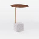 Online Designer Living Room Cube C-Side Table - Walnut/White Marble