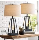 Online Designer Bedroom Kacey Metal LED Night Light USB Table Lamps Set of 2