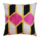 Online Designer Living Room Handmade Luxury Pink & Yellow Velvet Decorative Throw Pillow