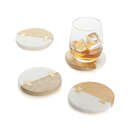 Online Designer Combined Living/Dining Wood and Marble Coasters, Set of 4