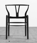 Online Designer Combined Living/Dining Wishbone Chair-Neutral Seat  + Black Frame