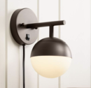 Online Designer Bedroom Luna Frosted Glass Bronze Globe Pin-Up Wall Lamp