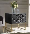 Online Designer Bedroom Iconic Home Mantau Side Table Nightstand Lacquer Finish Solid Gold Tone Metal Frame
