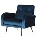 Online Designer Living Room Blue Velour Occasional Chair