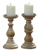 Online Designer Living Room 2 Piece Elberta Wood Candlestick Set (Set of 2)