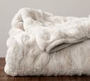 Online Designer Combined Living/Dining RUCHED FAUX FUR THROW - IVORY