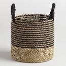 Online Designer Bedroom Small Black and Natural Seagrass Calista Tote Basket