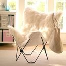 Online Designer Living Room Ivory Furlicious Faux-Fur Butterfly Chair