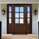 Online Designer Hallway/Entry Savannah 6 Lite Stained Mahogany Wood Prehung Front Door with Sidelites