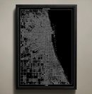 Online Designer Dining Room CHICAGO Map Print, Black and White Chicago Wall Decor