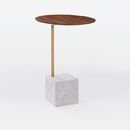 Online Designer Combined Living/Dining Cube C-Side Table - Walnut/White Marble