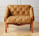 Online Designer Home/Small Office ABRUZZO BROWN LEATHER TUFTED CHAIR
