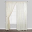 Online Designer Living Room Beige Sleeve Top Cotton Sheer Voile Curtains, Set Of 2