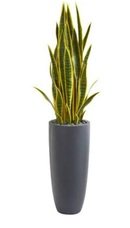 Online Designer Home/Small Office Faux Snake Plant in Earthenware Planter