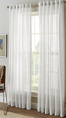 Online Designer Kitchen Shimmer Sheer 95-Inch Rod Pocket Window Curtain Panel in White