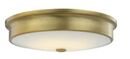 Online Designer Patio Versailles 15 in. Aged Brass LED Flush Mount Ceiling Light with White Glass Shade