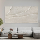 Online Designer Hallway/Entry 3D Minimalist Modern Ocean Waves Art Painting on Canvas White Texture Wall Art Wabi-Sabi Wall Art Living Room Painting Fashion Wall Decor