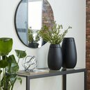Online Designer Living Room Shept Mallet Round Ceramic Black Vases With Leather Accents, Set Of 2: 16