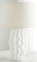Online Designer Other Large White Gesso Libbie Table Lamp with Natural Linen Shade