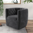 Online Designer Dining Room Quinton Mid Century Modern Style Velvet Tufted Swivel Velvet Chair