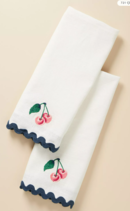 Online Designer Bathroom Maeve Embroidered Cherries Hand Towels, Set of 2
