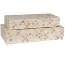 Online Designer Home/Small Office Gabriella Bone Decorative Box, Set of 2 - White