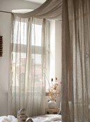 Online Designer Bedroom Canopy Bed Curtain in Natural, Boho Bed Canopy Shawl, King Over Top Bed Canopy Muslin, Linen Canopy King Bed Curtain, Boho Linen Bed Curtain