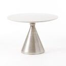 Online Designer Combined Living/Dining Silhouette Pedestal Round Dining Table - White Marble/Brushed Nickel