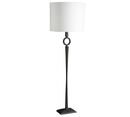 Online Designer Living Room Easton Forged-Iron Round Floor Lamp, Bronze Base with Oversized Stright-Sided Gallery Shade, White