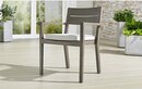 Online Designer Patio Regatta Grey Wash Dining Chair with White Sand Sunbrella ® Cushion
