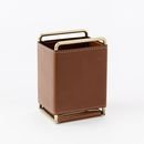 Online Designer Home/Small Office Faux Leather + Brass Pencil Cup