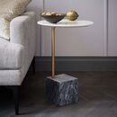 Online Designer Living Room Cube C-Side Table - White/Gray Marble