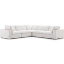 Online Designer Living Room Commix Down Filled Overstuffed 5 Piece Sectional Sofa Set White